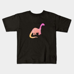 pink orange and yellow watercolor brachiosaurus dinosaur Kids T-Shirt